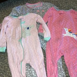 3 Pack 2T Girls Carter’s Footie Pajamas